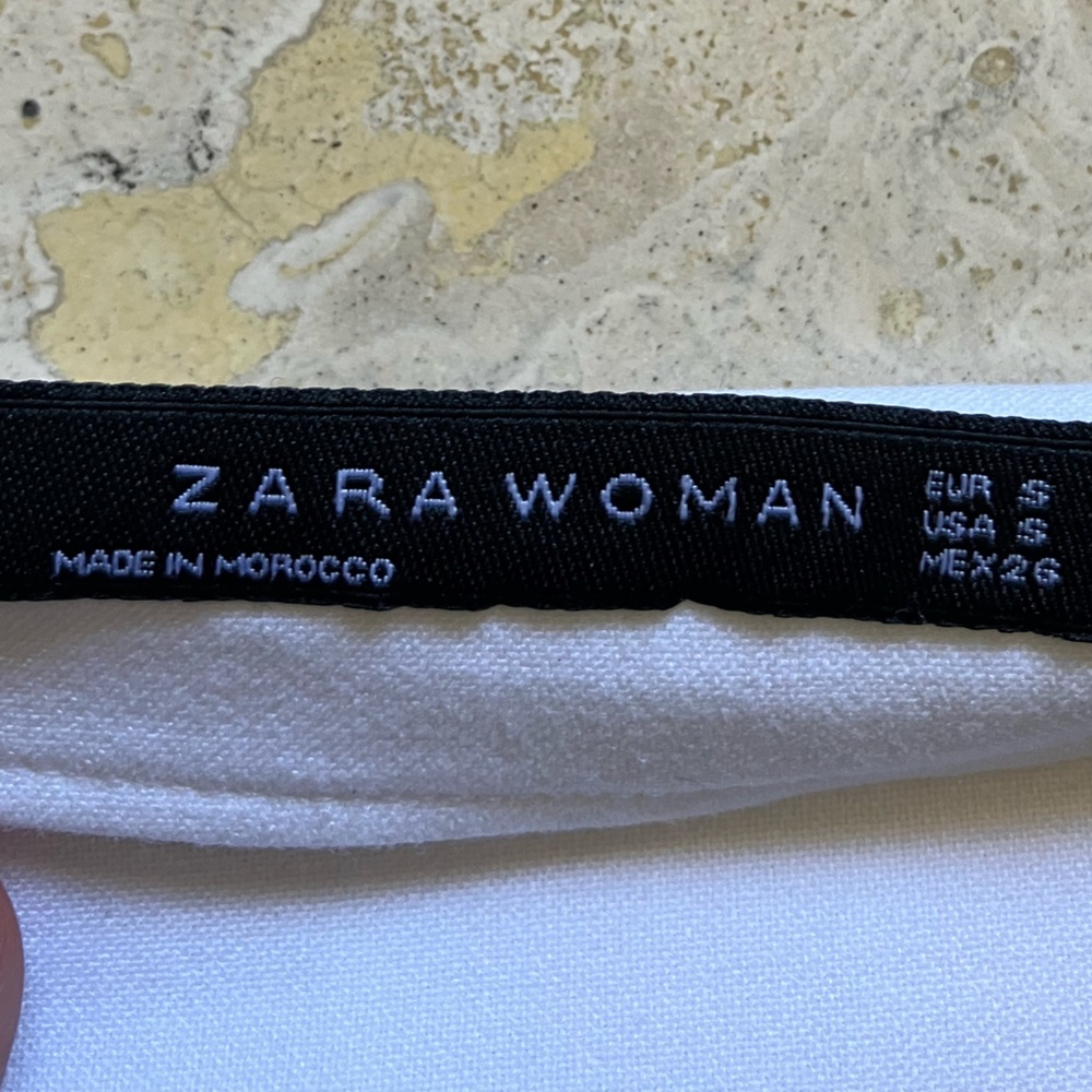 ZARA Color Block Black White 3/4 Sleeve Structured Mini Dress Women's Size Small - Picture 4 of 8